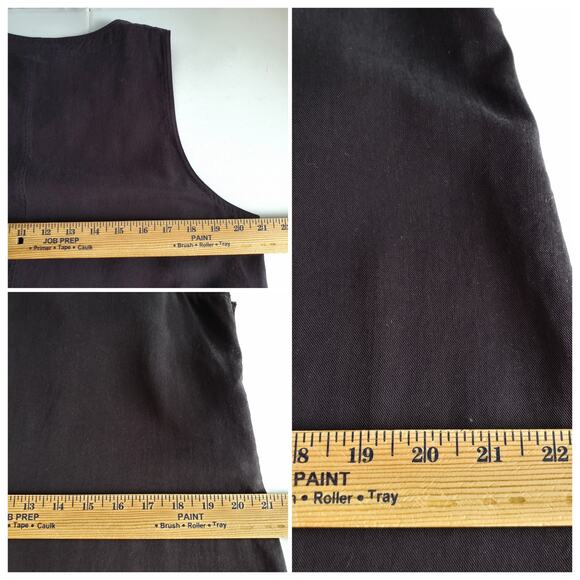 90s Talbots Black Sleeveless Midi Apron Dress L Minimalist Lagenlook Vintage - Picture 10 of 13
